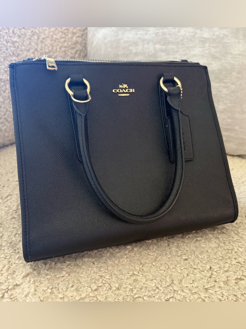 Coach Black Leather Satchel with Gold Hardware